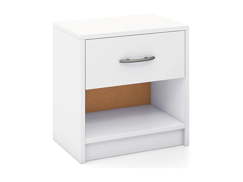 Nachttisch mit Schublade Kleiner Beistelltisch mit offenem Fach 38,5 x 28 x 40,5 cm Weiß