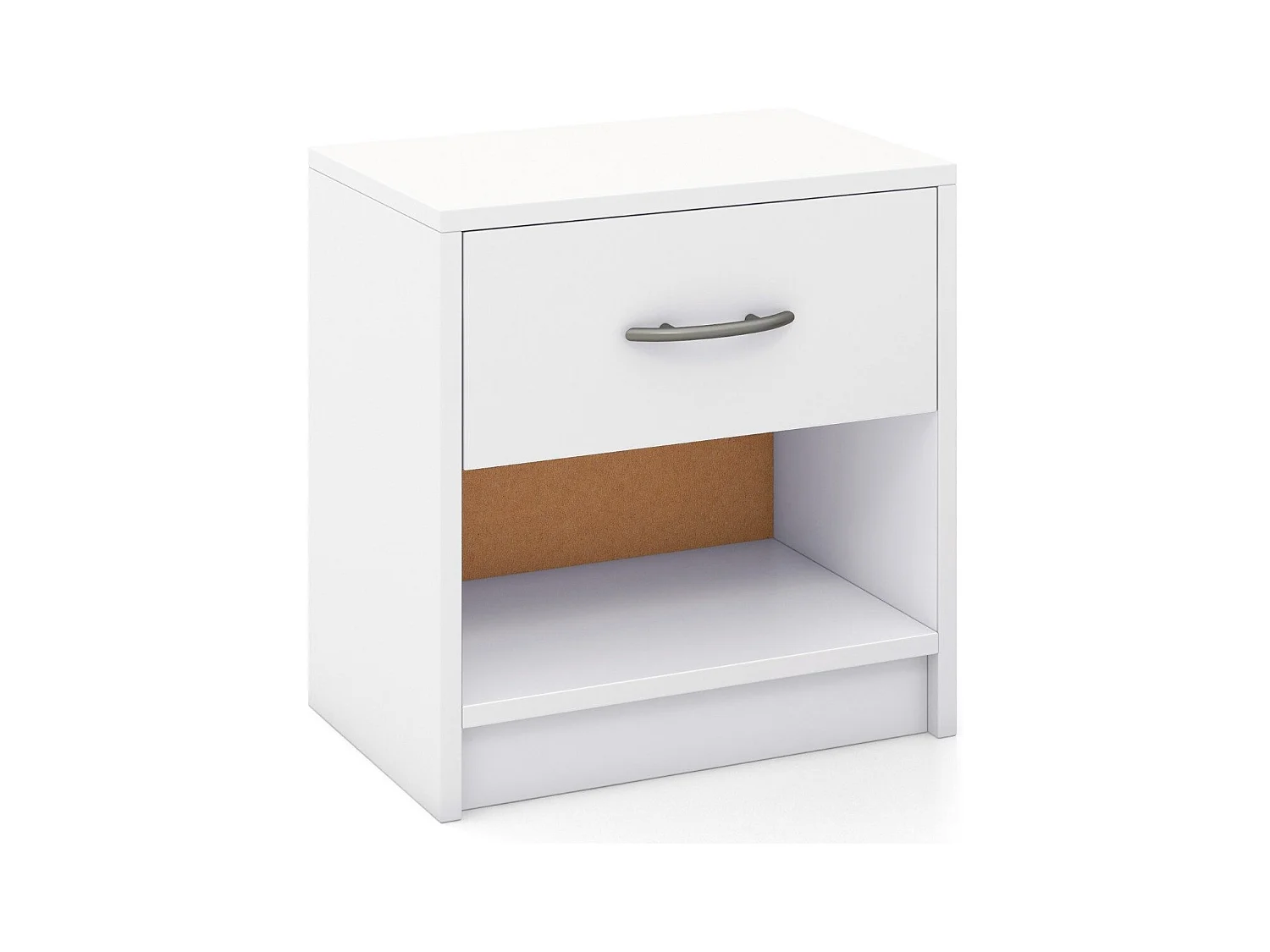 Nachttisch mit Schublade Kleiner Beistelltisch mit offenem Fach 38,5 x 28 x 40,5 cm Weiß