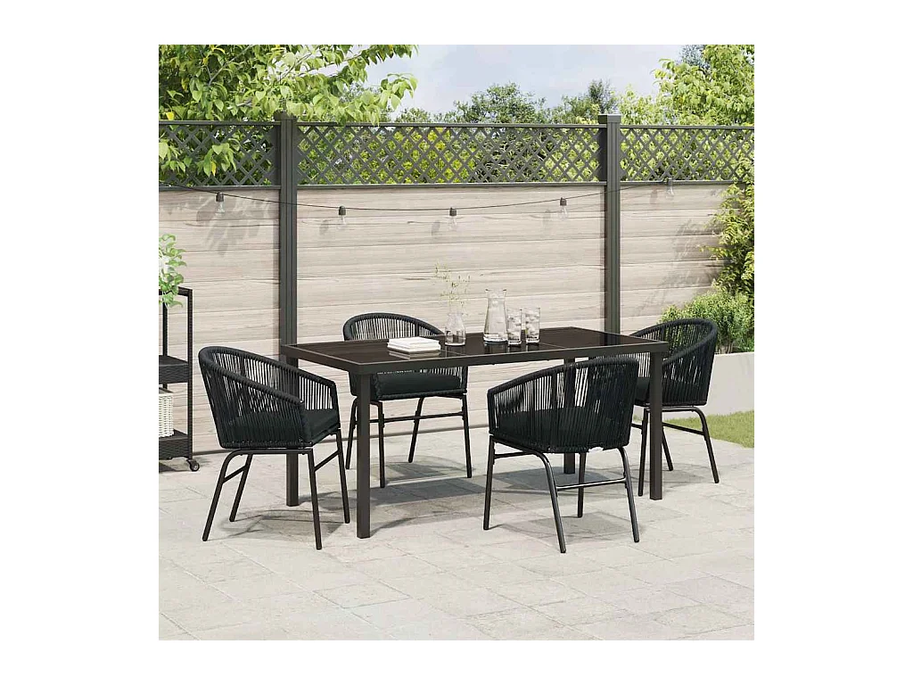 5-delige tuinset - zwart polyrotan