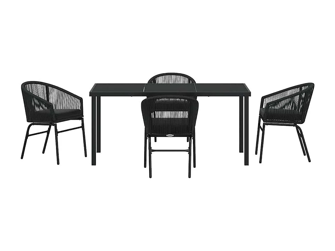 Set da pranzo da giardino 5 pezzi - Polyrattan nero