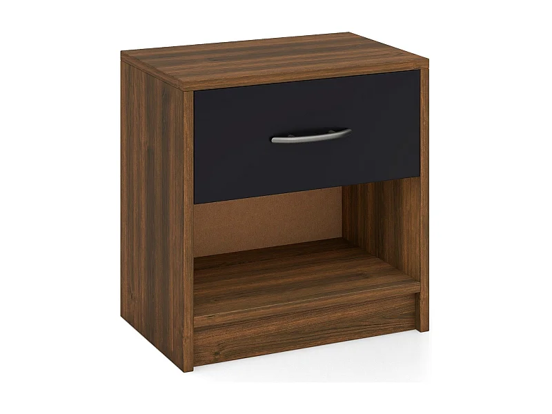 Comodino con cassetto ripiano apertoper soggiorno camera da letto, Tavolino da notte compatto per piccoli spazi Marrone