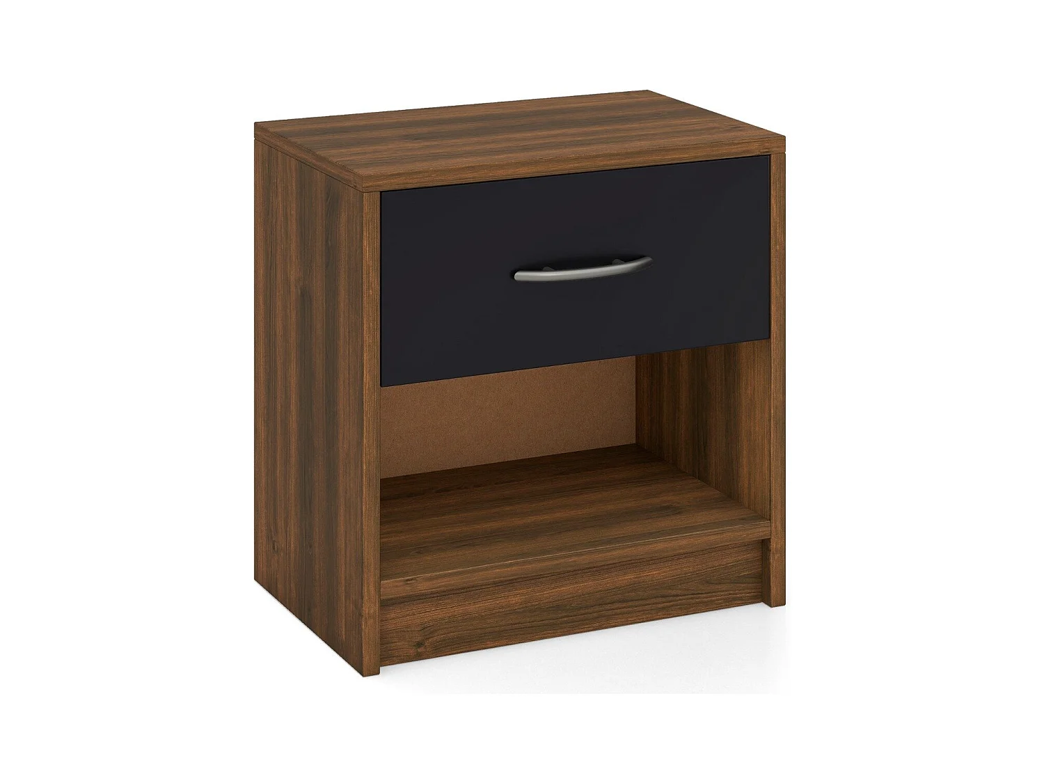 Comodino con cassetto ripiano apertoper soggiorno camera da letto, Tavolino da notte compatto per piccoli spazi Marrone