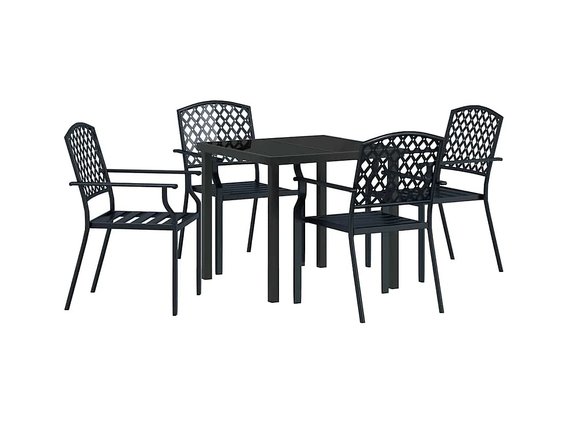 Ensemble salle à manger 5 pièces acier anthracite