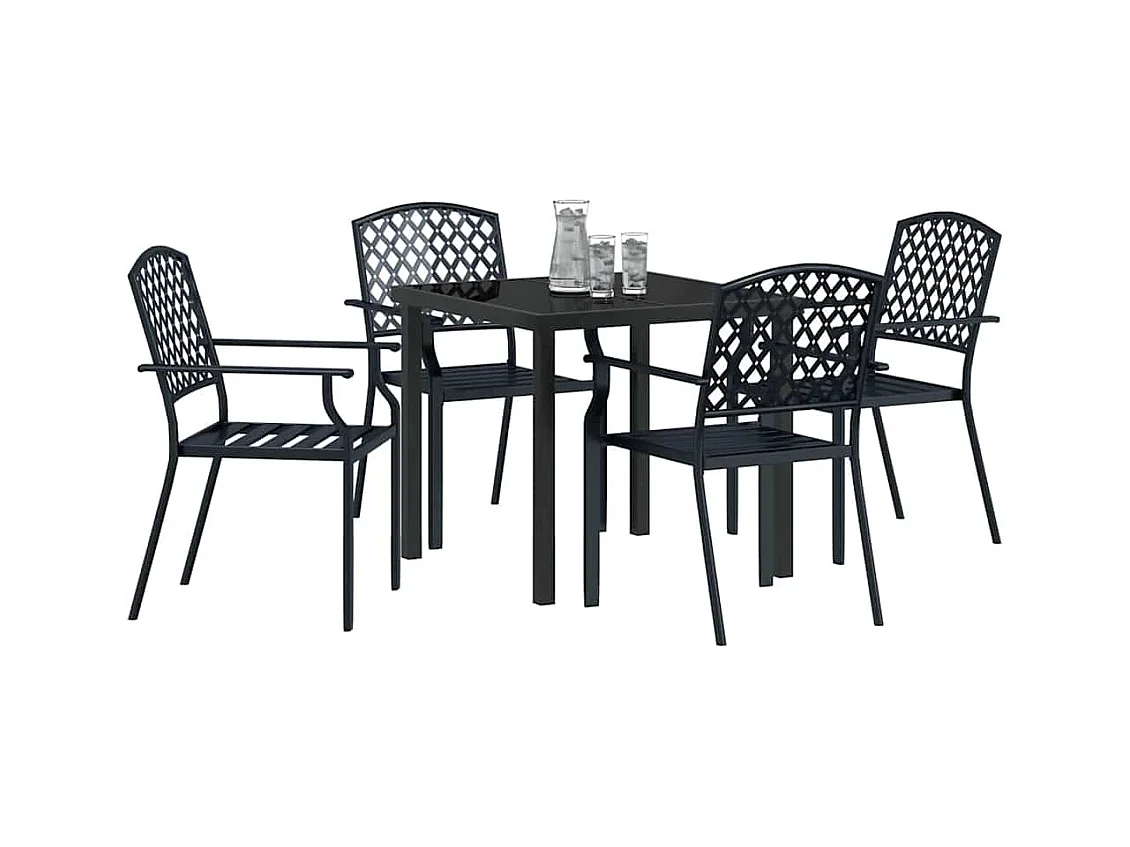 Ensemble salle à manger 5 pièces acier anthracite