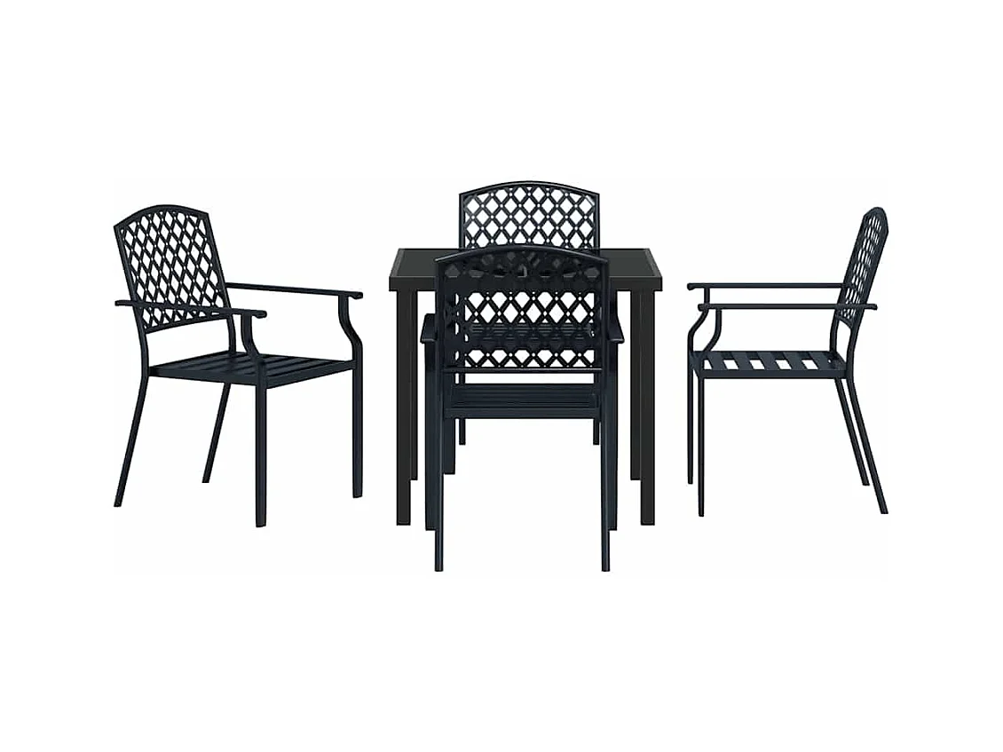 Ensemble salle à manger 5 pièces acier anthracite