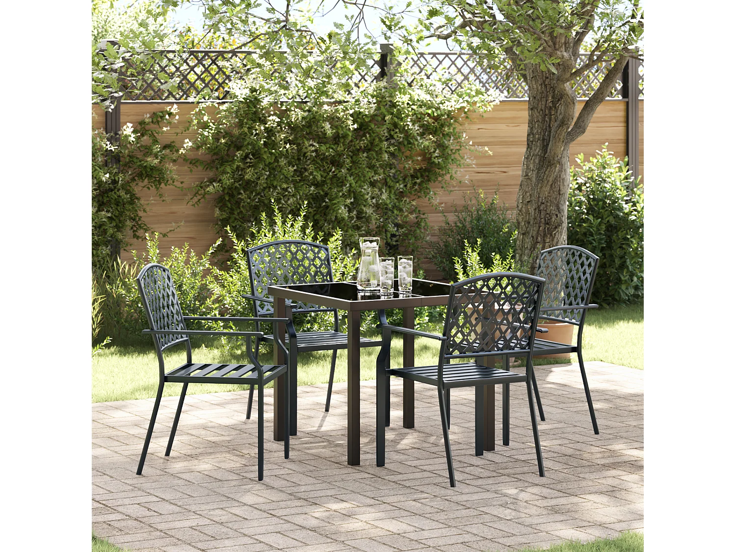 Set da pranzo in acciaio antracite da 5 pezzi