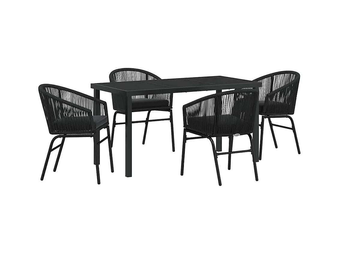 5-teiliges Gartenset – schickes Polyrattan in Schwarz