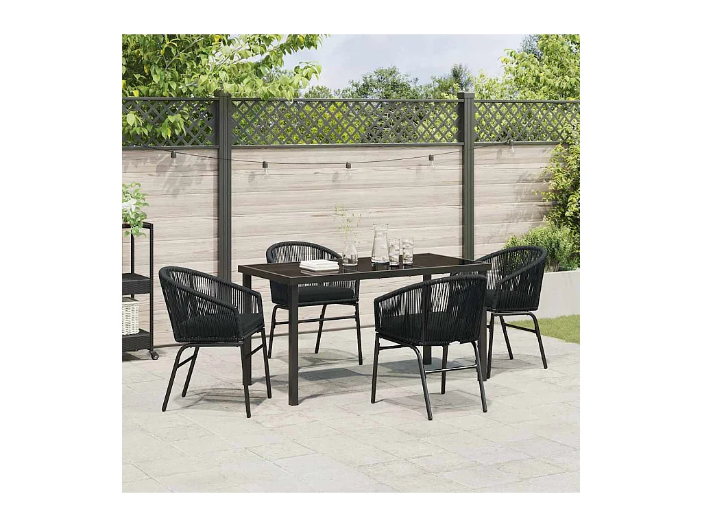 5-teiliges Gartenset – schickes Polyrattan in Schwarz