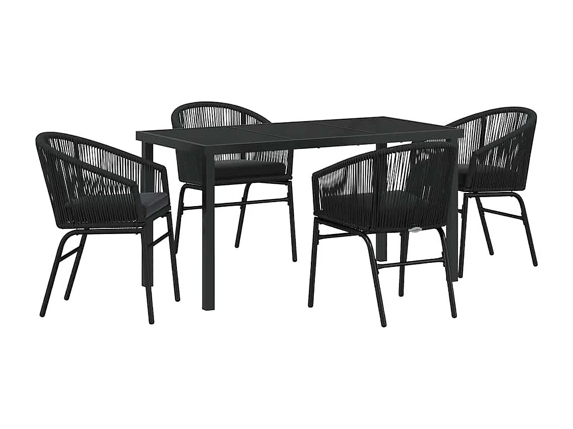 5-teiliges Gartenset – schickes Polyrattan in Schwarz