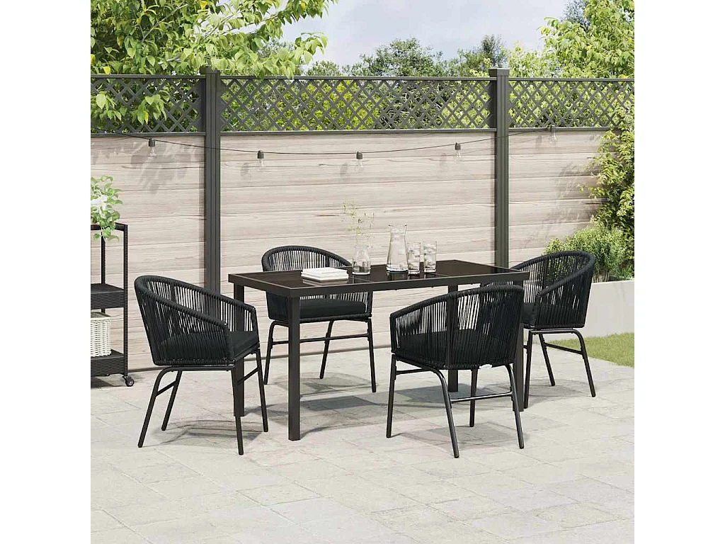 5-teiliges Gartenset – schickes Polyrattan in Schwarz