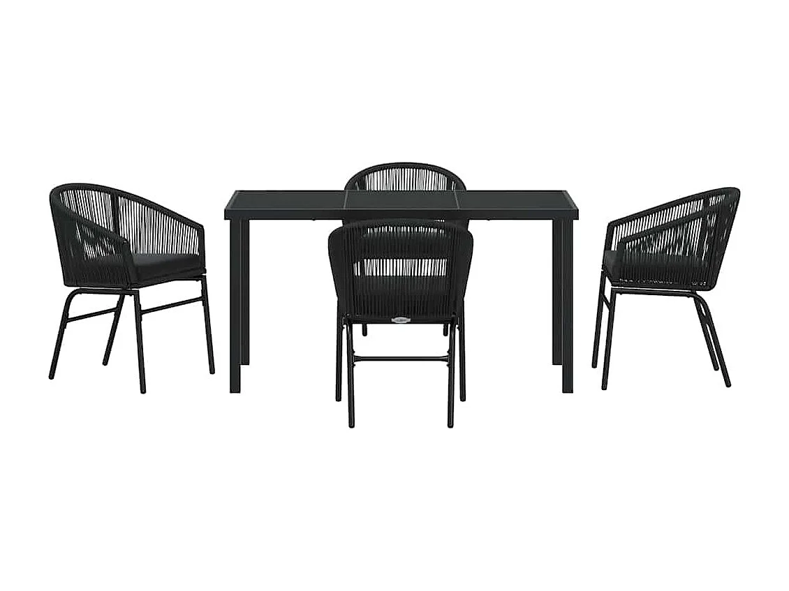 5-teiliges Gartenset – schickes Polyrattan in Schwarz