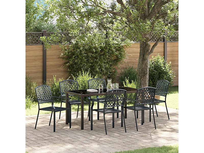 Set da pranzo da giardino 3 pezzi in acciaio antracite