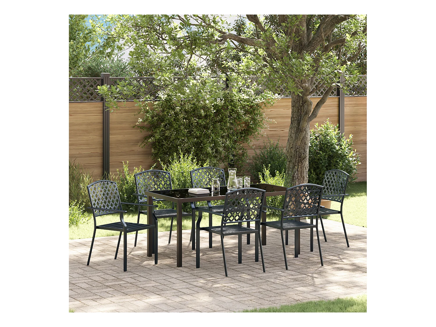 Set da pranzo da giardino 3 pezzi in acciaio antracite