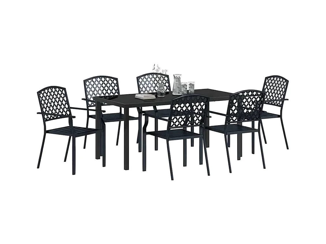 Set da pranzo da giardino 3 pezzi in acciaio antracite