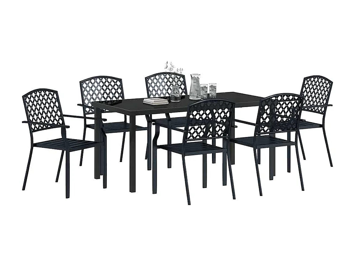 Set da pranzo da giardino 3 pezzi in acciaio antracite