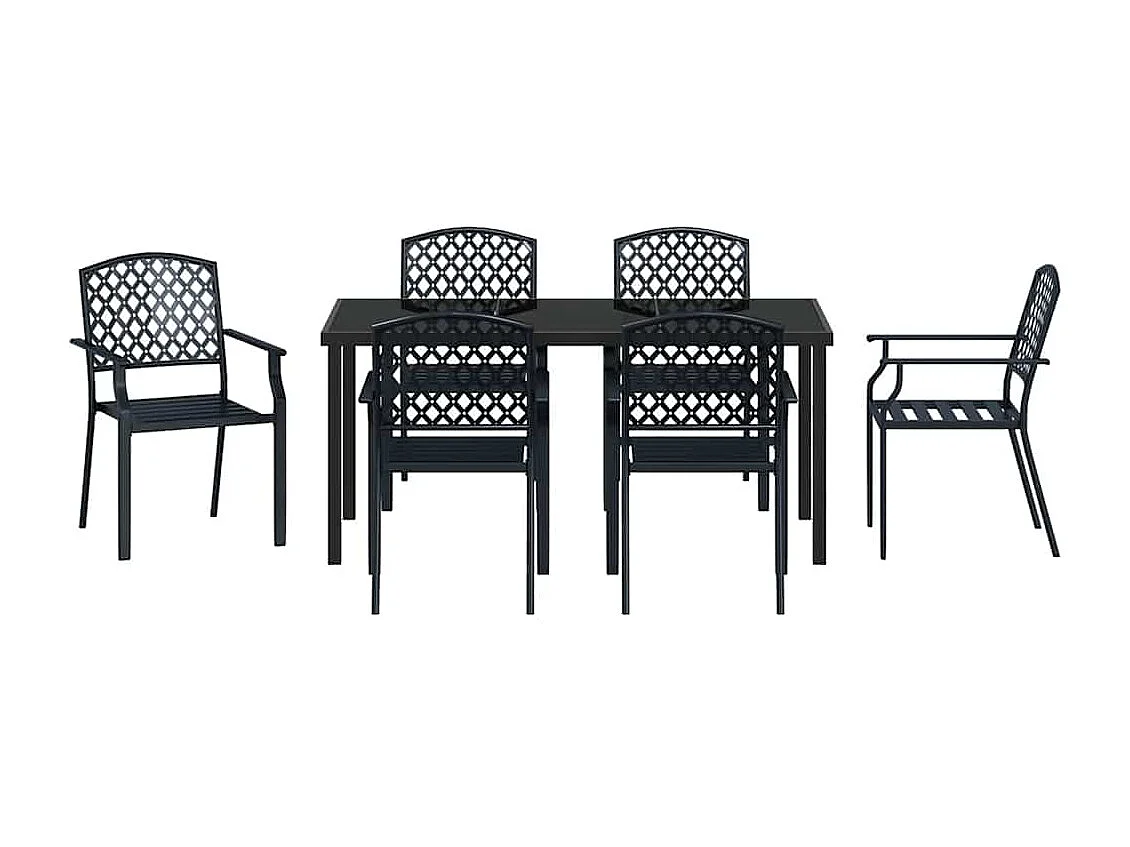 Set da pranzo da giardino 3 pezzi in acciaio antracite