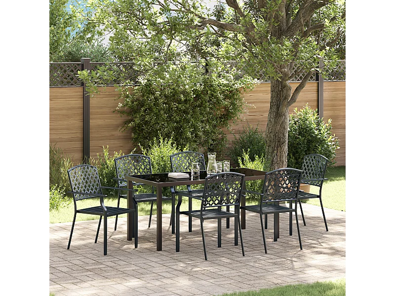 Ensemble de salle à manger jardin 3 pièces en acier anthracite