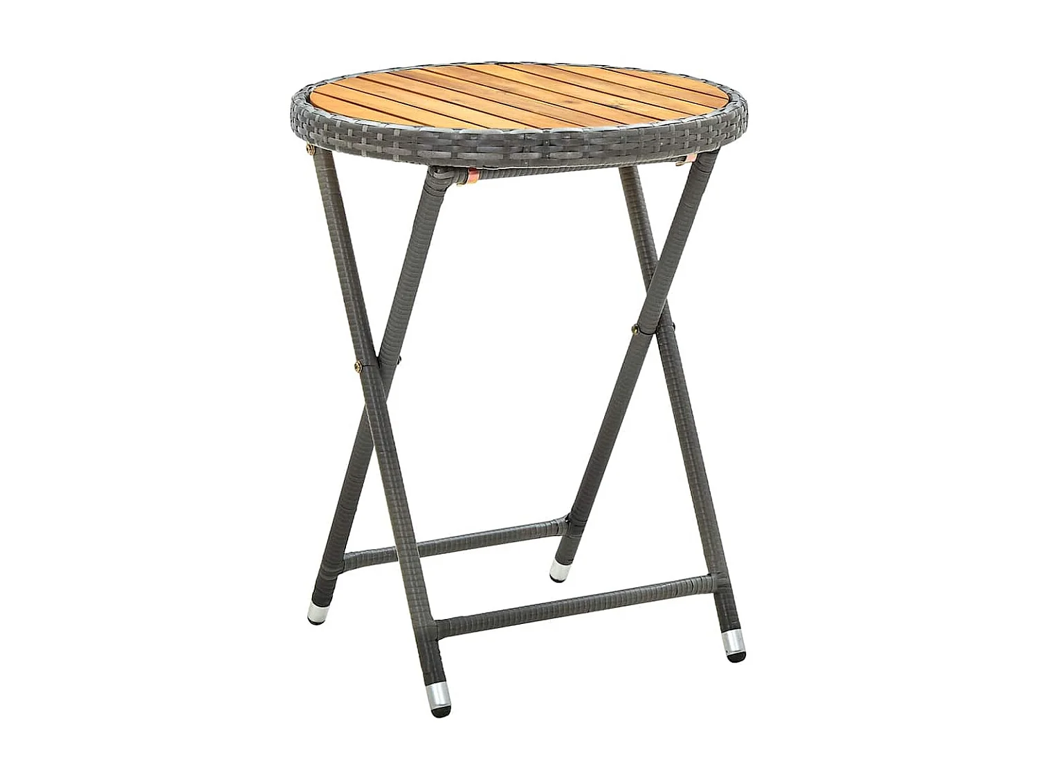 Ensemble Bistro de Jardin 3 Pièces avec Coussins Gris en Poly Rattan