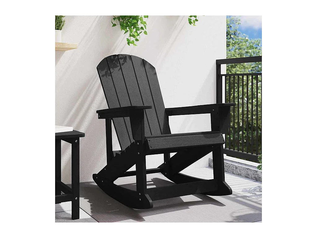 Mecedora Adirondack negra de HDPE (73,5 x 92 x 90 cm)
