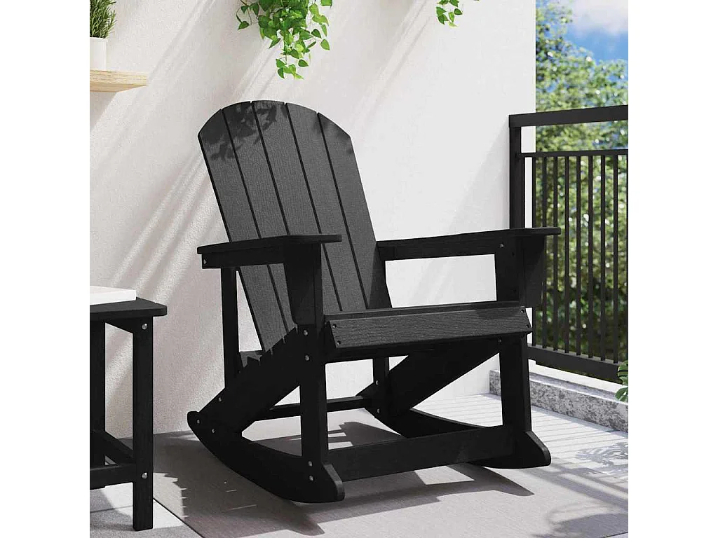 Chaise berçante Adirondack noire 73,5x92x90 cm HDPE