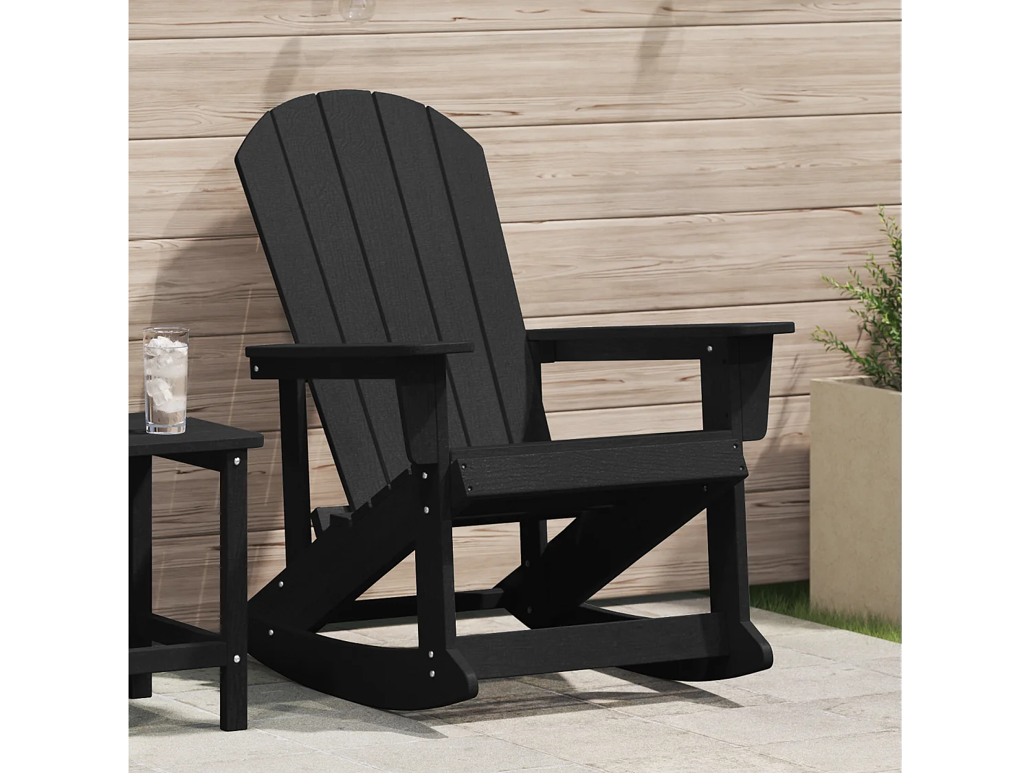 Chaise berçante Adirondack noire 73,5x92x90 cm HDPE
