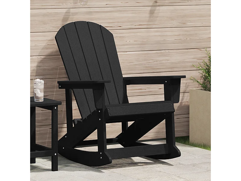 Sedia a dondolo Adirondack nera 73,5x92x90 cm HDPE