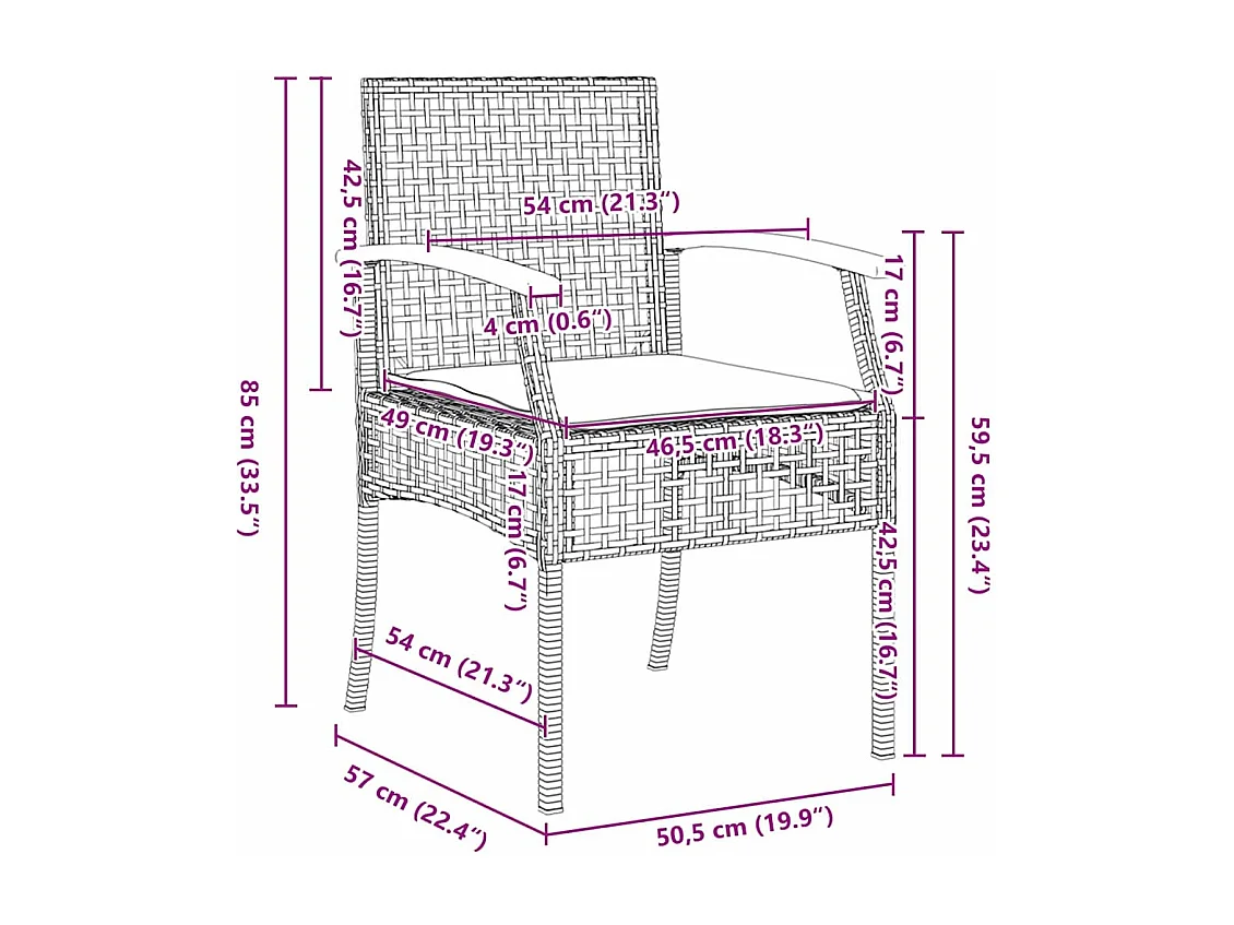 5-delige tuinset met beige polyrotan kussens