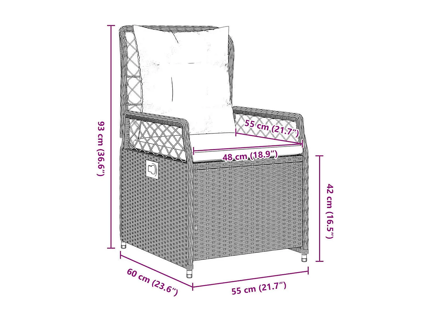 Set da pranzo da giardino in polyrattan grigio chiaro da 3 pezzi