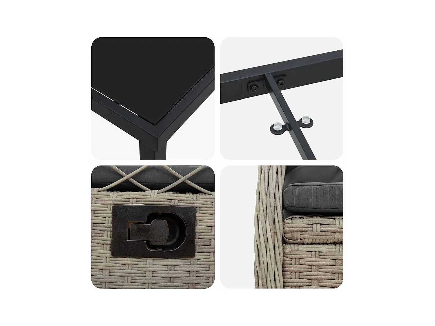 Set de Dîner de Jardin 3 Pièces Gris Clair Poly Rotin