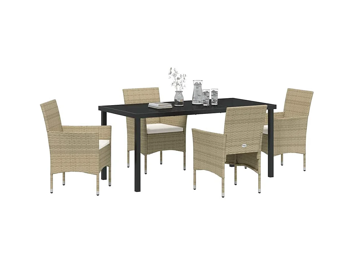 5-delige beige poly rattan tuinset