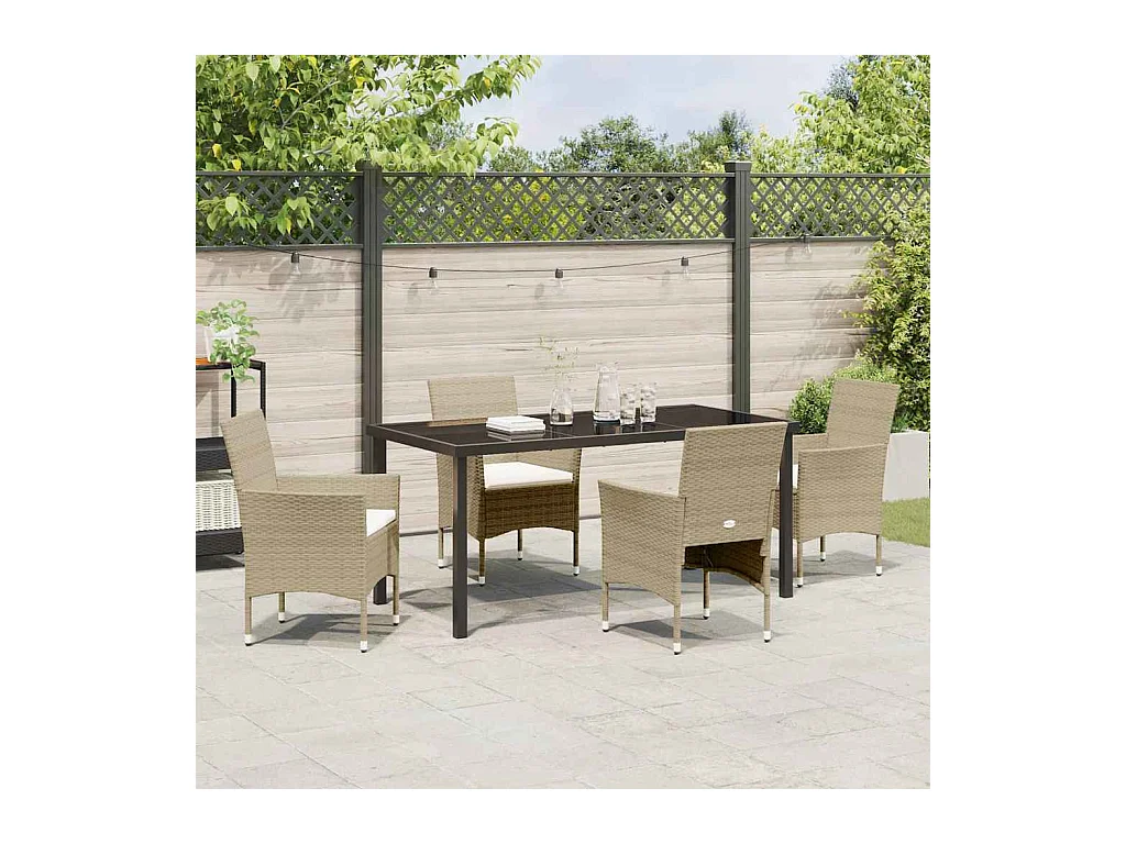5-delige beige poly rattan tuinset