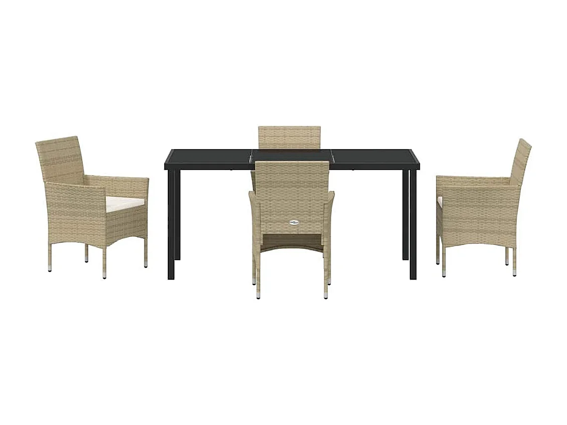 5-delige beige poly rattan tuinset