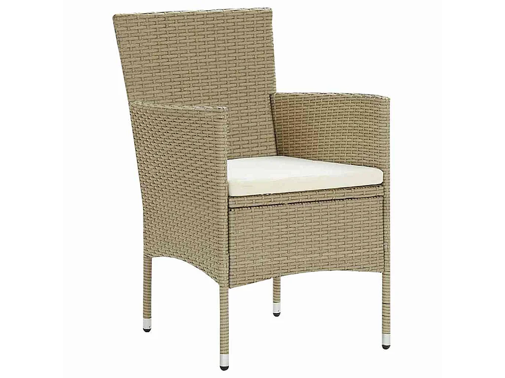 Juego de comedor de jardín de ratán sintético beige de 5 piezas