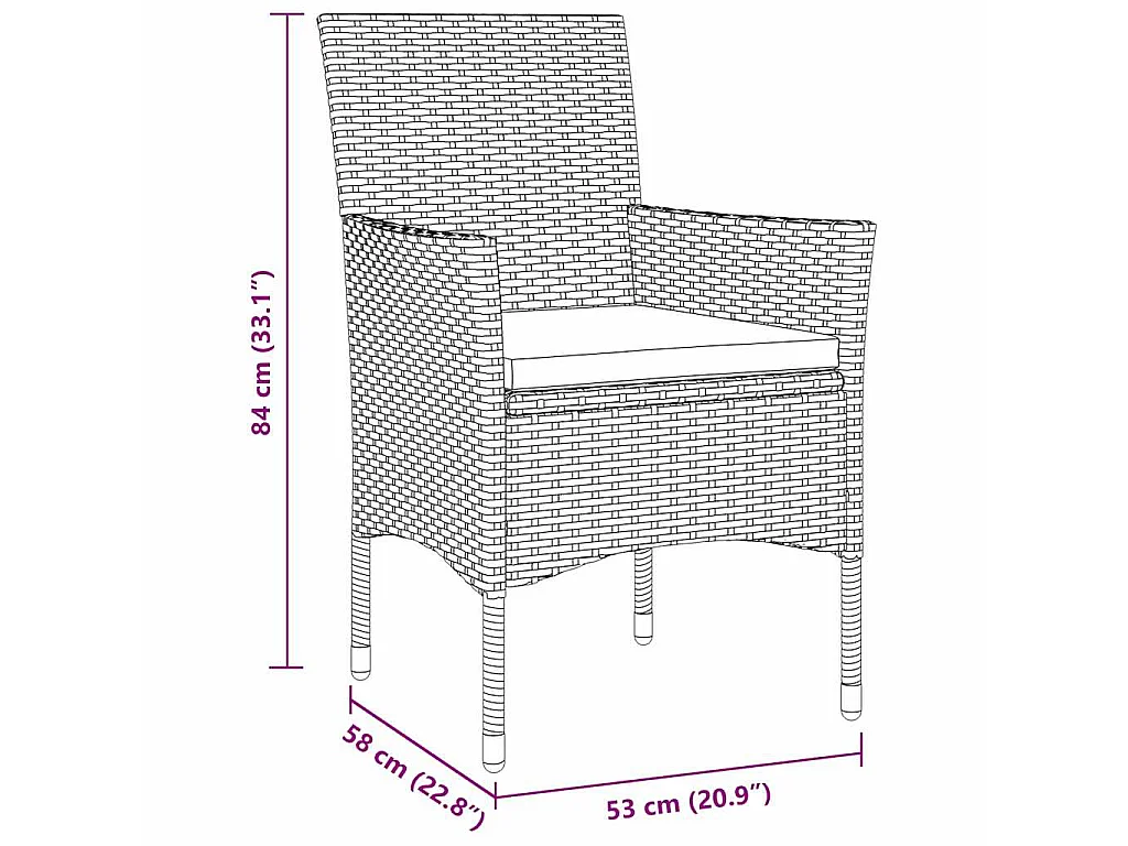 Juego de comedor de jardín de ratán sintético beige de 5 piezas