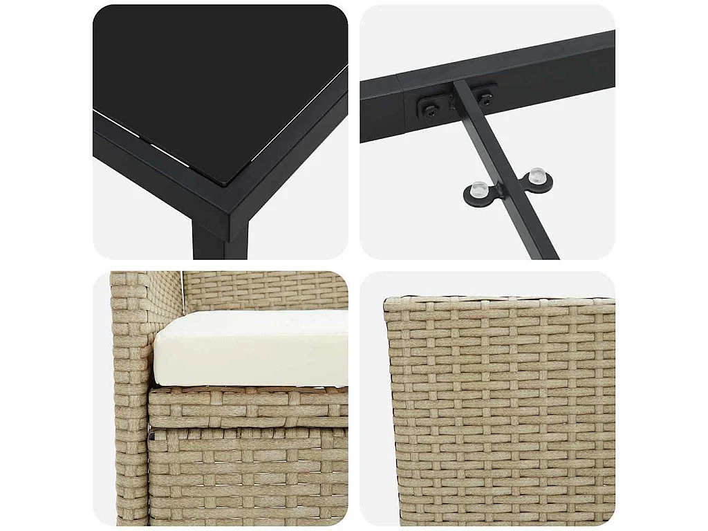 Juego de comedor de jardín de ratán sintético beige de 5 piezas