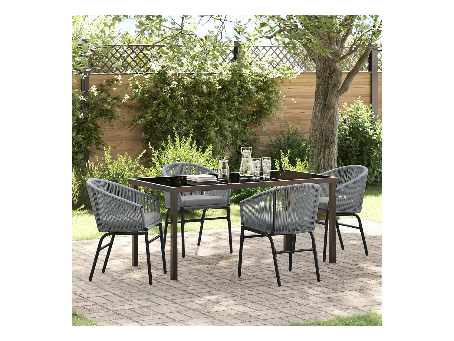 Set da giardino in rattan polygrey da 5 pezzi