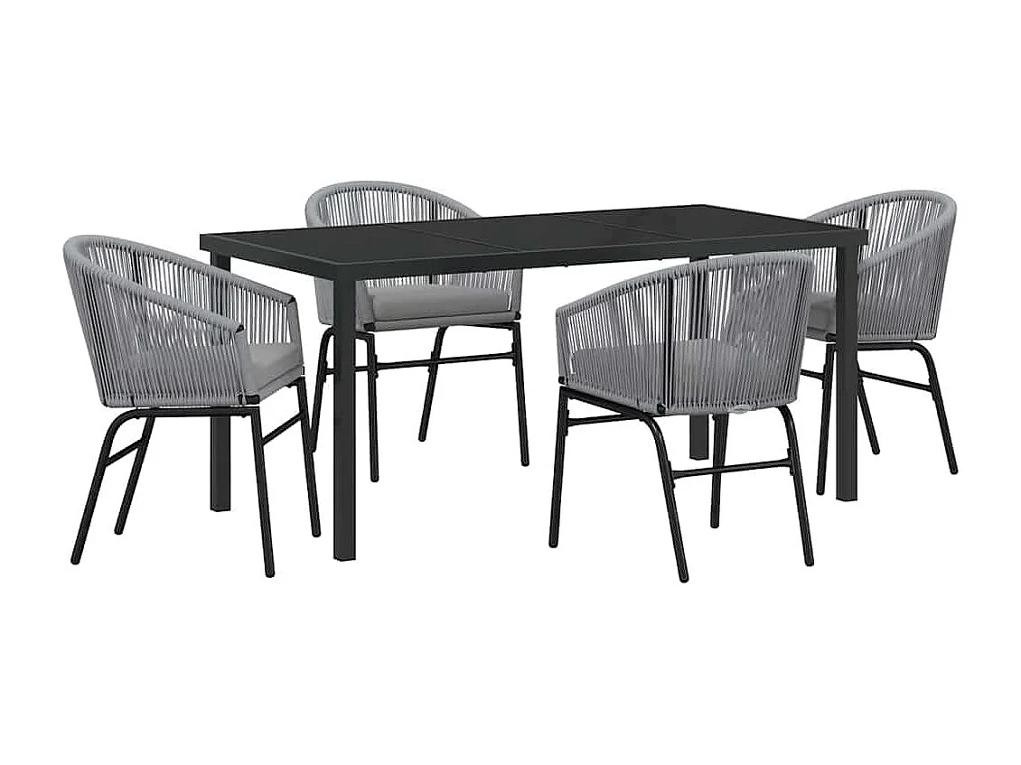 Ensemble de jardin de 5 pièces en rattan polygris