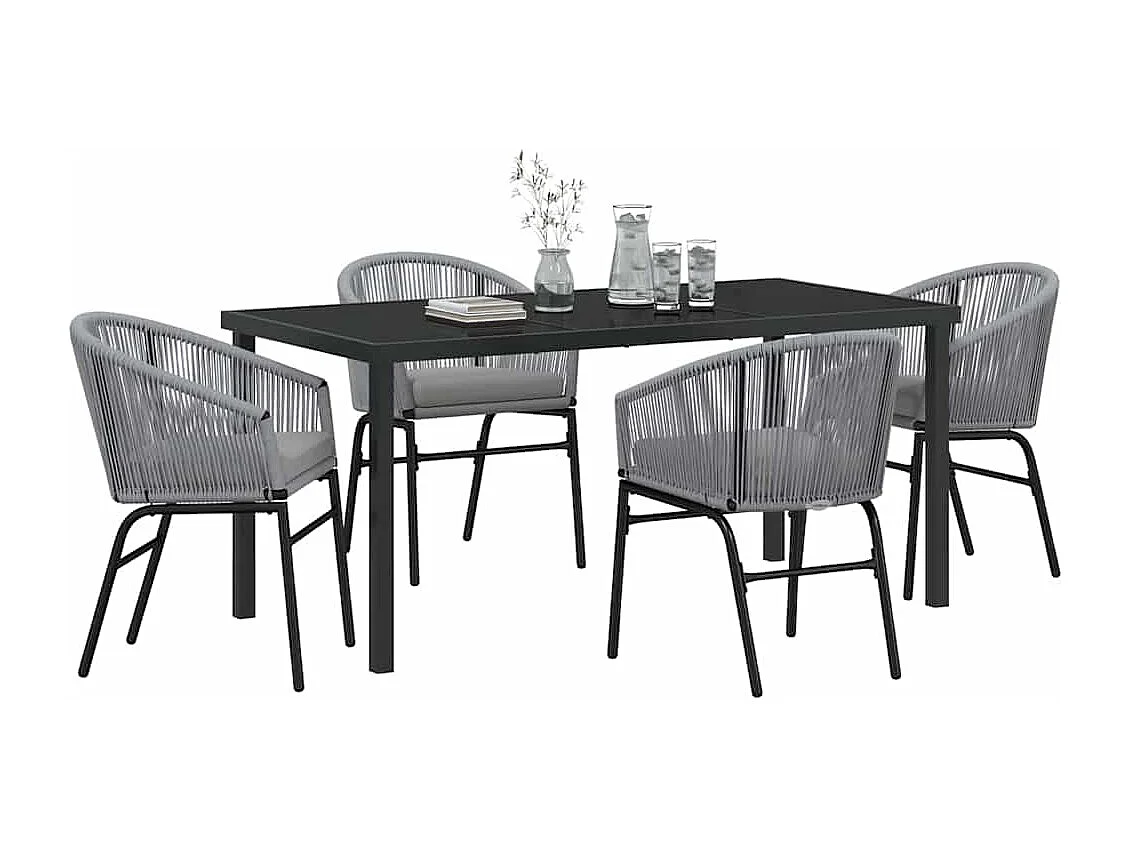 Ensemble de jardin de 5 pièces en rattan polygris