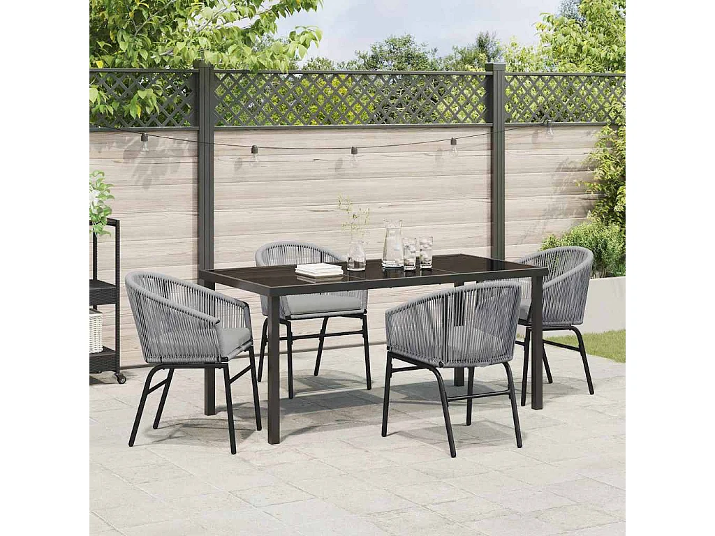 Ensemble de jardin de 5 pièces en rattan polygris