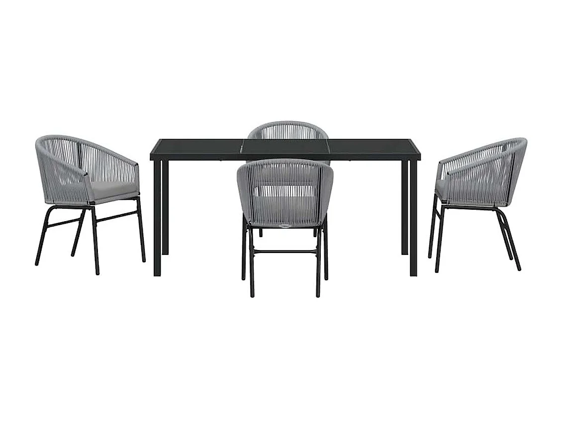 Ensemble de jardin de 5 pièces en rattan polygris