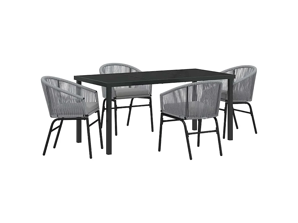 Ensemble de jardin de 5 pièces en rattan polygris