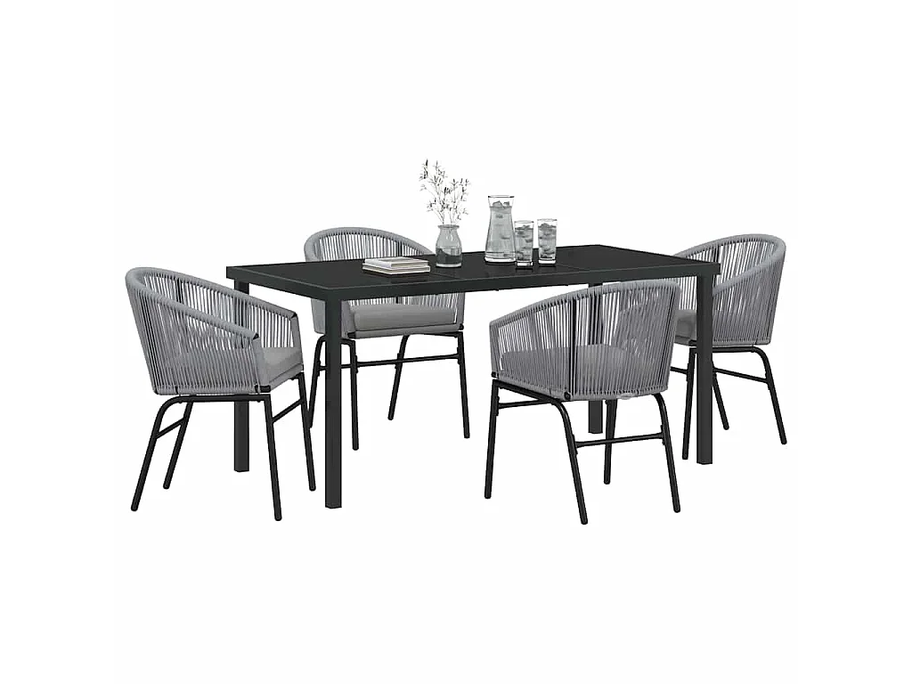 Ensemble de jardin de 5 pièces en rattan polygris