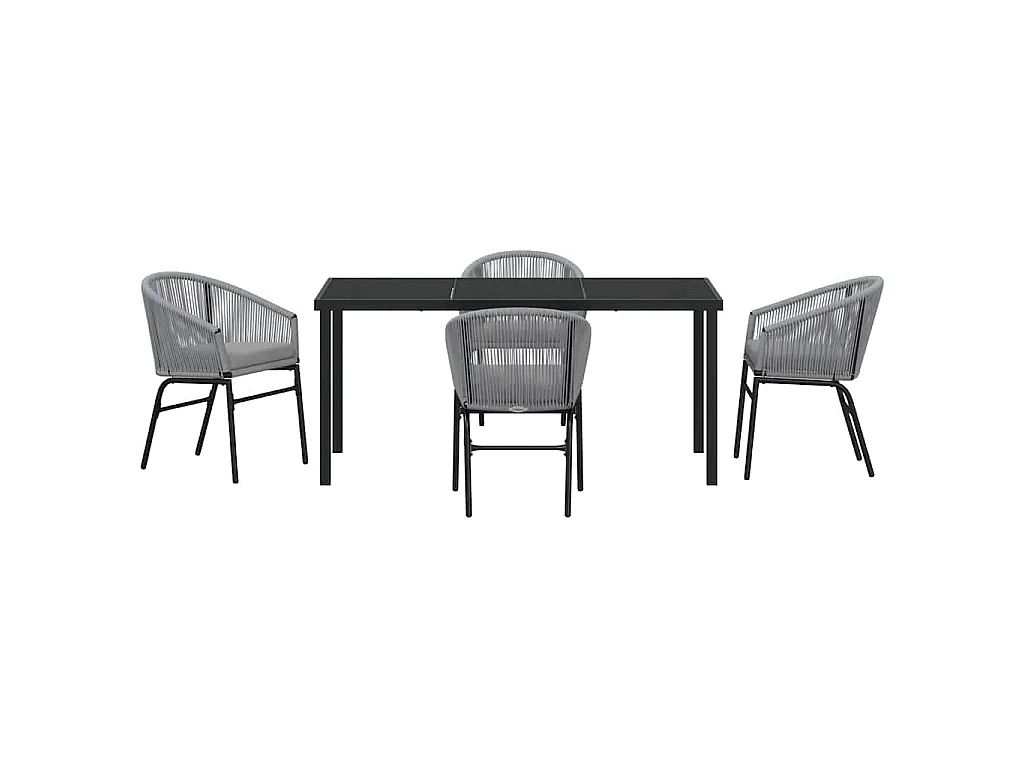Ensemble de jardin de 5 pièces en rattan polygris