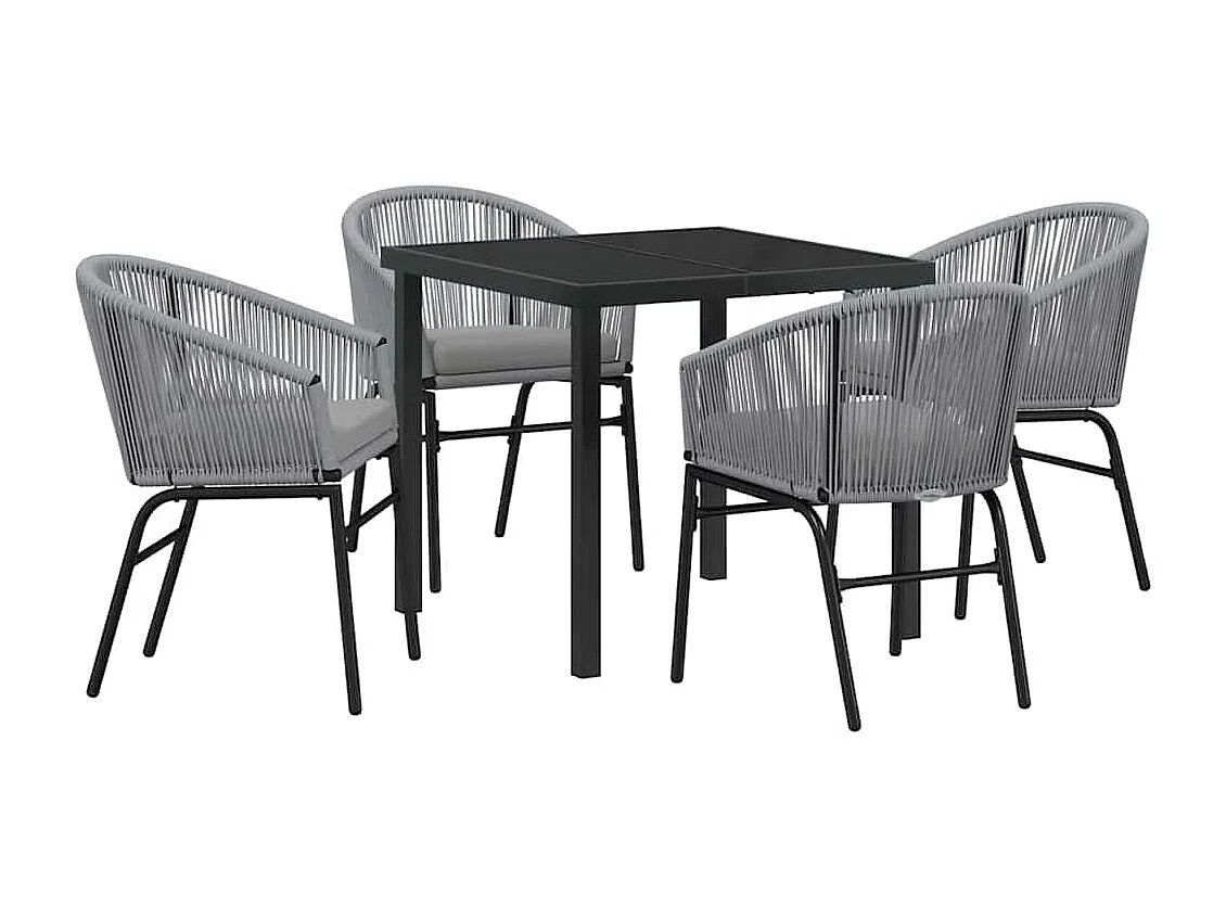 Set da pranzo da giardino da 5 pezzi in polyrattan grigio.