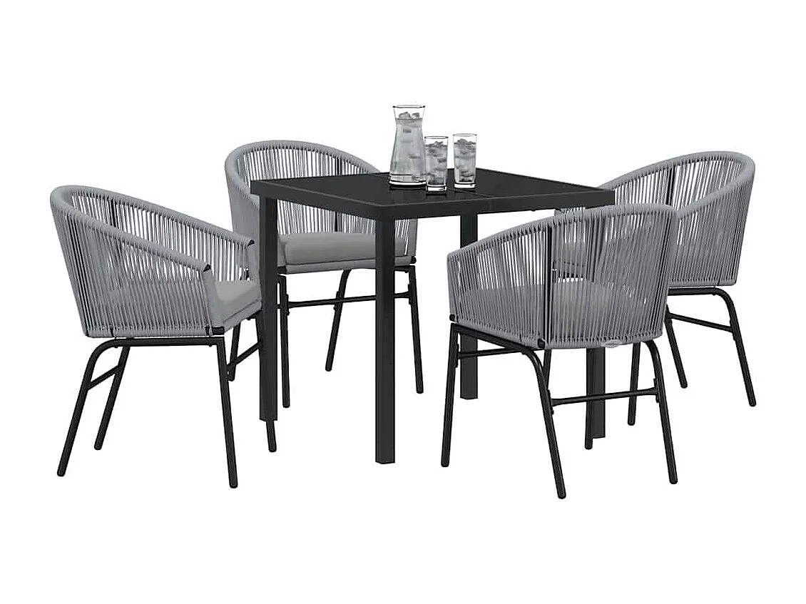 Set da pranzo da giardino da 5 pezzi in polyrattan grigio.