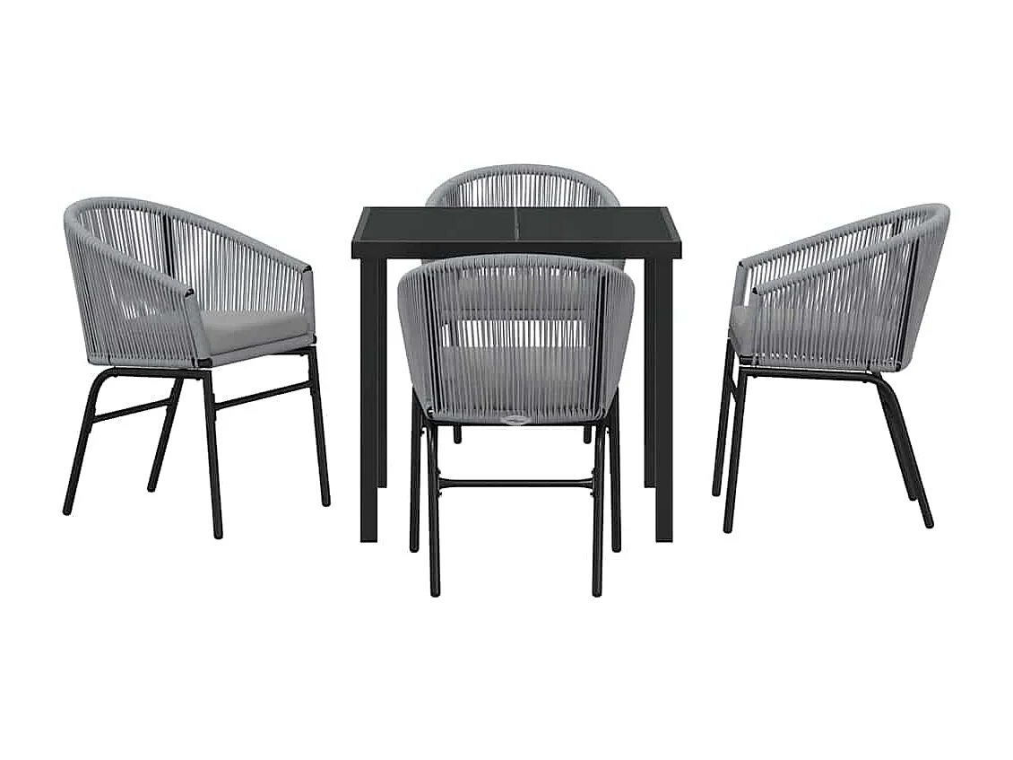 Set da pranzo da giardino da 5 pezzi in polyrattan grigio.