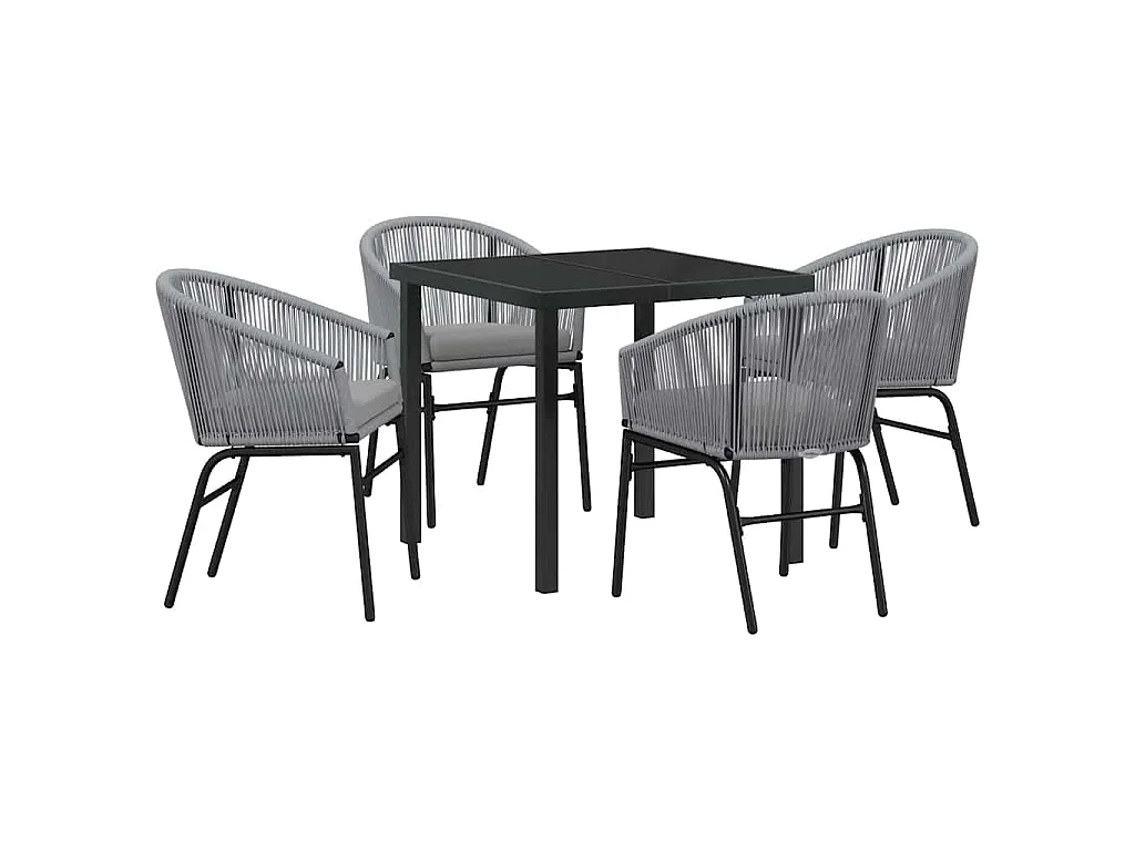 Ensemble de salle à manger de jardin 5 pièces - Rattan poly gris.