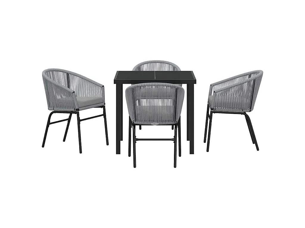 Ensemble de salle à manger de jardin 5 pièces - Rattan poly gris.