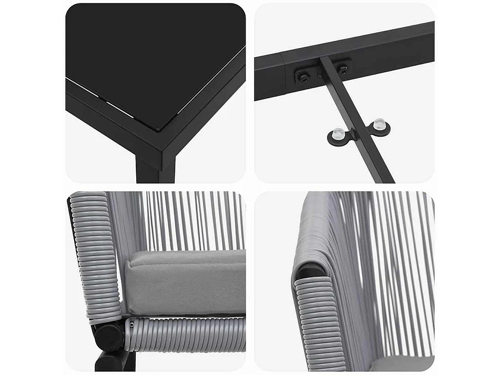 Ensemble de salle à manger de jardin 5 pièces - Rattan poly gris.