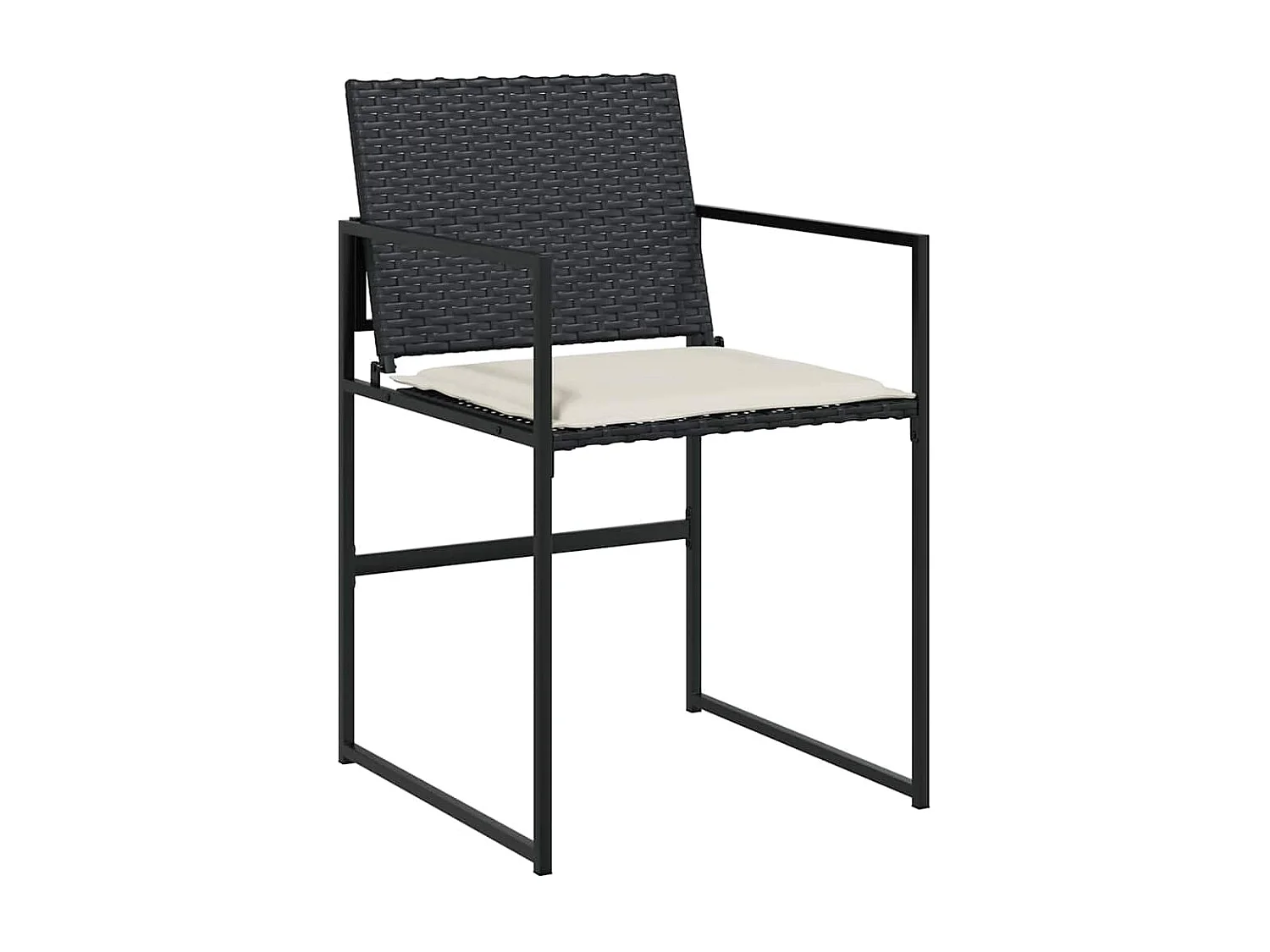 Set da pranzo da giardino 5 pezzi con cuscini in polyrattan nero
